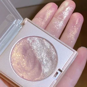 2 in 1 Pearly Long Lasting Charming Eyes Make up Customizable Plastic Eyeshadow Palette Pink Blush Highlighter Shimmer Eyeshadow