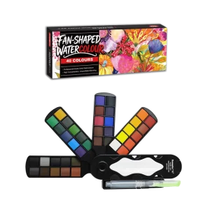20/30/40-Color Solid Watercolor Paint Set with Foldable Water Brush Pen