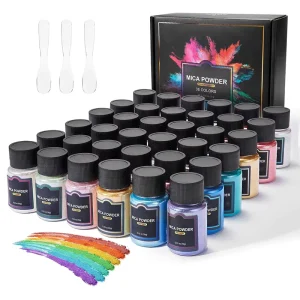 24-Color Natural Cosmetic Grade Mica Powder Pigment Set for DIY Loose Eye Glitter