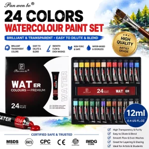 24-Color Non-Toxic Watercolor Tube Set 12ml 0.4oz