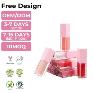 24-Color Pink Liquid Lip Gloss with Shea Butter and Vitamin E Vegan