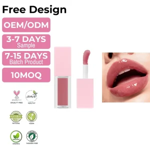 24-Color Pink Square Tube Lip Gloss with Shea Butter and Vitamin E Vegan