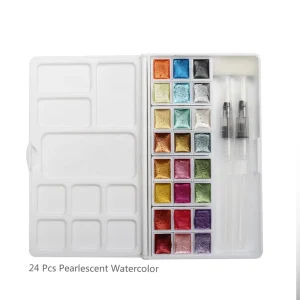 24-Color Solid Watercolor Pigment Paint Set with Brush for Nail Art