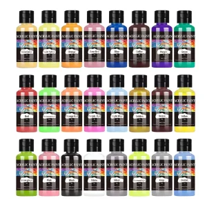 24-Color Water-Based Acrylic Pigment Set, Non-Toxic Metallic Paint for Wood, Ceramic, and Models