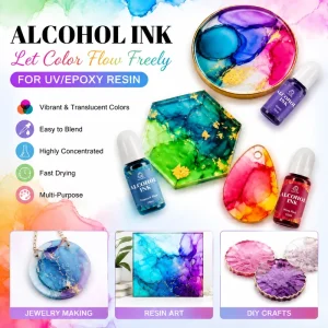 24 Colors Alcohol Ink Pigment UV Epoxy Resin 10ml Art Pigment Resin Colorant Alcohol Effects