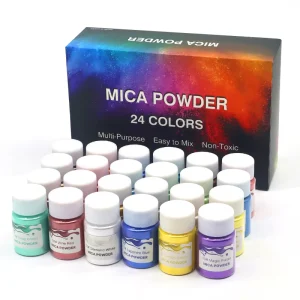 24 Colors Bulk Mica Powder Sets Neon Metallic Mica Powder Pigment for Candles Cosmetic Nails Soap Making Epoxy Resin