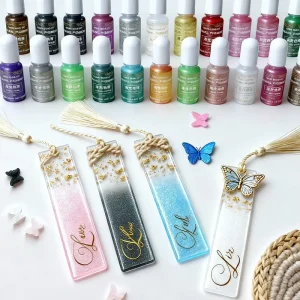 24 Colors Pearlescent Diamond Non Toxic Liquid Pigment Ink Dye for Epoxy Resin Casting and Leather