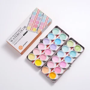 24 Colors Semi Moist Watercolor Paint Magnetic Detachable Pans Portable Solid Watercolor Paints