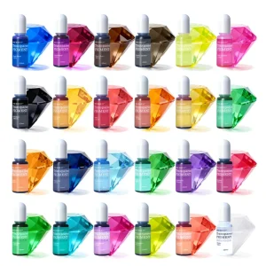 24 Colors UV Epoxy Transparent Liquid Resin Pigment Non Toxic Odorless Safe Oil Based Art Colorant for DIY Craft Making