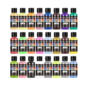 24 Colors Water-Based 30ml Acrylic Paint Set For Canvas Leather Wood Decorative Panels Art Painting