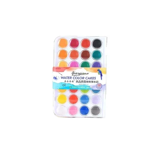 28-Color Solid Watercolor Pigment Set with Nylon Hair Paintbrush