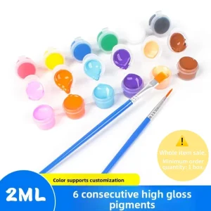 2ml Children’s DIY Acrylic Paint Set with Non Toxic Rich Pigment 8 Colors for Art Painting on Canvas Glass & Paper