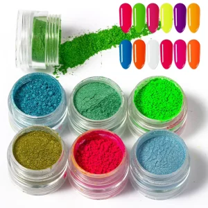 30-Color Fluorescent Glitter Nail Acrylic Powder Neon Candy Pigment Mirror Effect