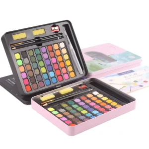 36/48 Colors Professional Solid Watercolor Set Nylon Paint Brush Fountain Pen Portable Metal Box Drawing Nail Paint Paper Supply