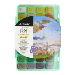 36 Color Macaron Watercolor Cake Set Semi Dry Paints with Brush Art Supply for Painting on Canvas or Paper
