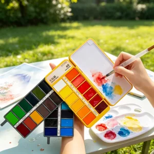 36 Color Pigment Based Foldable Portable Watercolor Paint Set for Artists and Students on Paper Canvas or Glass