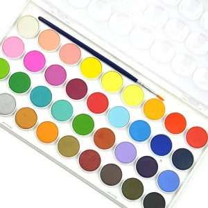 36-Color Solid Watercolor Paint Set with Dry Gouache for Travel and Painting