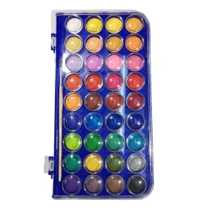 36-Color Solid Watercolor Palette Set with Paint Brushes for Beginners and Early Learning Art
