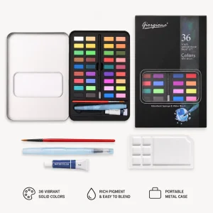 36-Color Solid Watercolor Set for Paper and Canvas, 3 ml Tubes, W-3600 Model, Factory Source, Metal Tin
