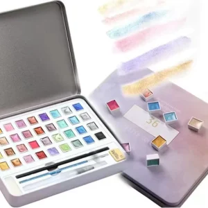 36 Colors Pearly Solid Watercolor Paint Set Shimmer Glitter Watercolor Pigment for Professional Artist Nail Art Design