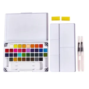 36 Colors Solid Watercolor Paint Set for Students & Kids Art Supplies Paper & Canvas Use