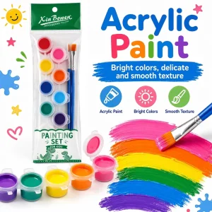 3ml/5ml Acrylic Paint, 12 Colors, with 2 Paintbrushes