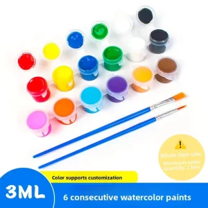 3ml Children’s Watercolor Paint Set 12 Colors Packaged Small Box for Kindergarten Arts Crafts DIY Painting Activities Canvas