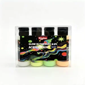 4 Colors 60ml Bottle Luminous Acrylic Paint Set Clear PET Packed Night Glow Pigments for DIY Art Craft Decoration Painting