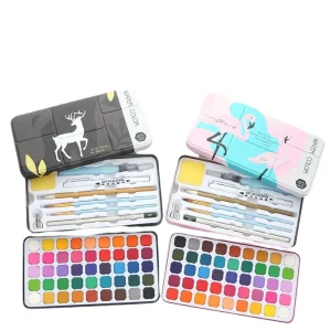 45 Color Solid Watercolor Art Painting Set Pearl Pigment for Student Usage Portable Elegant Gift Box for Drawing Paper