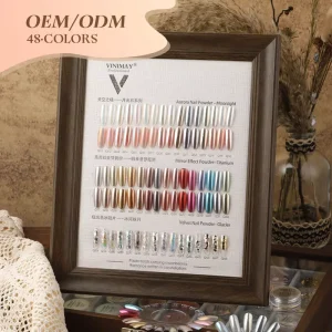 48-Color Chrome Nail Powder Set with 3 Styles Aurora Chrome Magic Mirror Powder Sequin Gel for Nail Salon