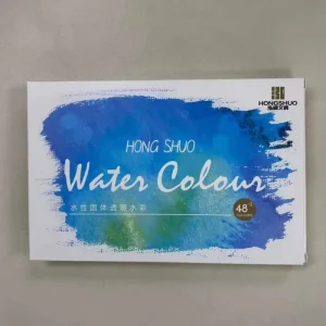 48-Color Plastic Box Watercolor Pigment Set with Brush and Palette