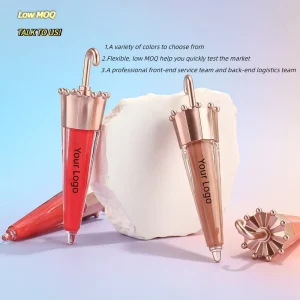 4ml Umbrella Glossy Clear Glitter Vegan Lip Gloss Packaging Box