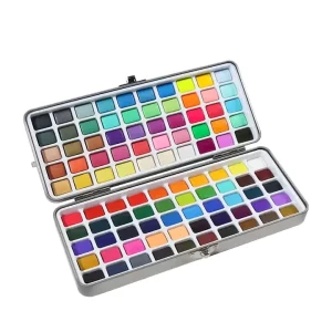 50/72/90/100/128-Color Concentrated Solid Gouache Paint Set in Iron Box