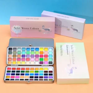 50 90 100 Colors Cross Border Solid Watercolor Paint Set Portable for Beginners and Students
