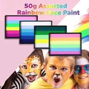 50g 6 Colors Rainbow Strip Face Paint Water-Based Washable Safe Skin-Friendly Body Facial Painting Pigment Kids Art Painting Set