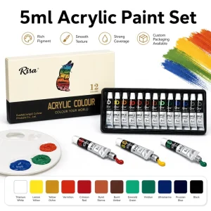 5ml Acrylic Paint Set, 24 Colors, Waterproof and Fade-Resistant, for DIY Textured Art