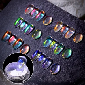 6 Color Aurora Ice Transparent Nail Powder Rainbow Mirror Nail Glitter Decoration Manicure Pigment Chrome Dust
