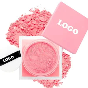 6-Color Hot Pink Warm-Tone Powder Blush with Mirror Vegan Makeup