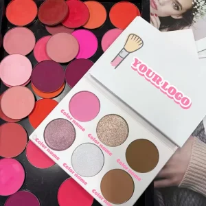 6-Color Matte Contour Blush Palette with Highlighter and Bronzing Pressed Powder