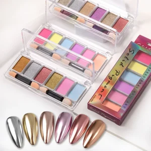6-Color Metallic Chrome Pigment Gold Silver Mirror Nail Art Powder