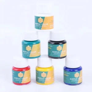 6-Color Non-Toxic Odorless Acrylic Paint Set with Brush and Palette for Canvas Ceramic and Pottery