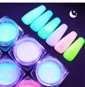 6 Colors Luminous Mica Powder Sand Acrylic Fluorescent Glow in the Dark Pigment Paint Party Bright Pigment Nail Decoration