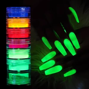 6 Colors Luminous Nail Pigment Powder Neon Phosphor Powder Nail Dipping Powder