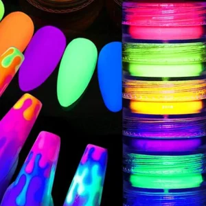 6-Jar Neon Fluorescent Nail Pigment Powder Set Gradient Glitter Dust for Manicure Art