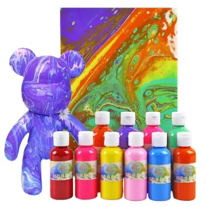 60ml High-Flow Acrylic Pouring Paint Set for Canvas, Glass, Wood, and Tile