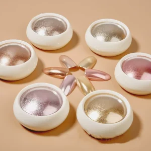 6Jars set Metallic Effect Nail Mirror Glitter Powder 3D Gold Silver Champagne Mirror Effect Chrome Pigment DIY Rubbing Dust