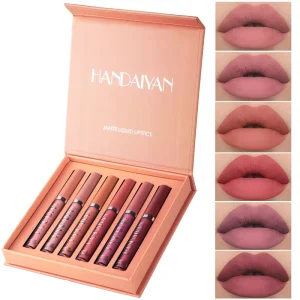 6Pcs Matte Liquid Lipstick Makeup Set Matte Liquid Long Lasting Wear Non Stick Cup Not Fade Waterproof Lip Gloss