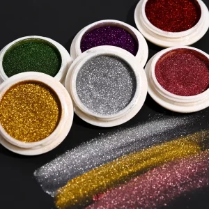 6Pcs set Metallic Effect Magic Mirror Nail Powder Glitter Laser Gel Polish Gold Silver Mirror Chrome Pigments Rubbing Dust
