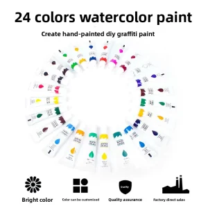 6ml Watercolor Paint in Iron Box for Advertising and Children’s Artistic Creations on Canvas and Paper Vivid Colors