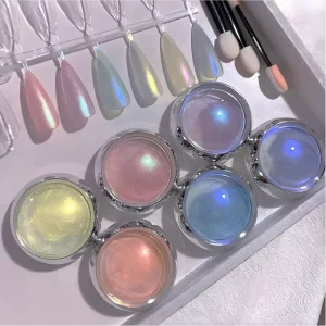 6pcs Aurora Nail Powder Metallic Mirror Effect Holographic Chameleon Pigment for Nail Art